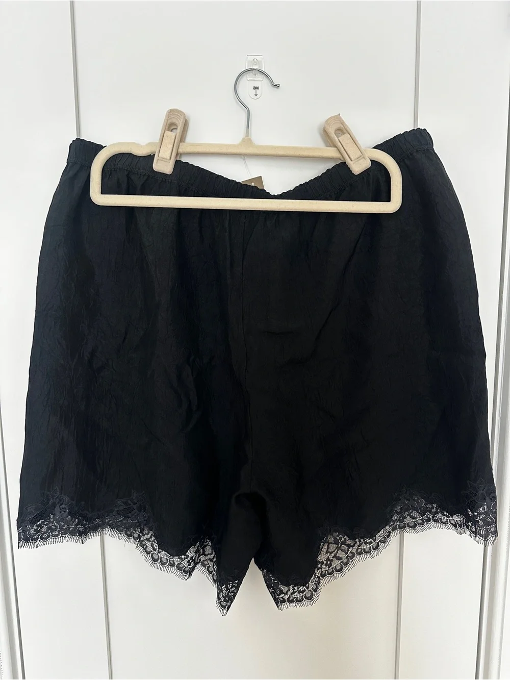 NWT J. Crew 5” Stratus Lace-Trim Satin Black Shorts